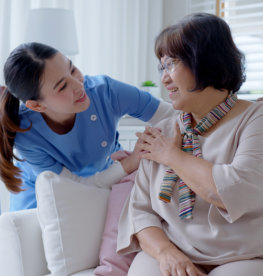 caregiver assessing the elderly